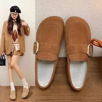 Обувь женская с круглым носком женская обувь мокасины меховые с коротким носком повседневные кроссовки универсальные новые удобные платья зимние 35