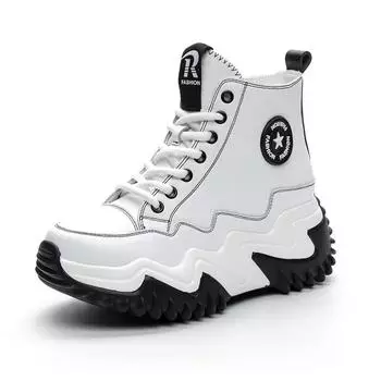 Обувь женская спортивная обувь 8 см увеличение кожа белая обувь осенние повседневные кроссовки на платформе женские кроссовки женская обувь 35