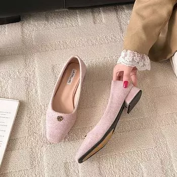 Обувь женская удобная и элегантная черная балетки модис лоферы меховая женская обувь осень зима платье осень на каблуках 35