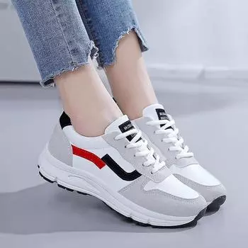 Обувь женская весенняя кожаная обувь женские кроссовки Hundred Flat Casual Shoes легкие нескользящие кроссовки для бега женские 40 синий