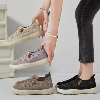 Обувь женская весенняя новинка Flying Weave дышащая не вонючая повседневная обувь кроссовки с мягкой подошвой сетчатая дышащая женская обувь 36