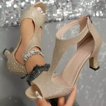 Обувь женская высокого качества летние женские сандалии однотонные римские флоковые сандалии на среднем каблуке с застежкой-молнией и открытым носком пляжные сандалии женские 43