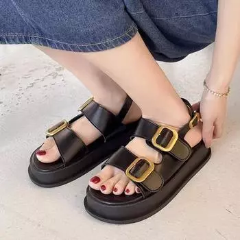 Обувь женская женская мода одно слово пряжка обувь для женщин открытый носок платформа водонепроницаемые сандалии дамы Zapatos 35