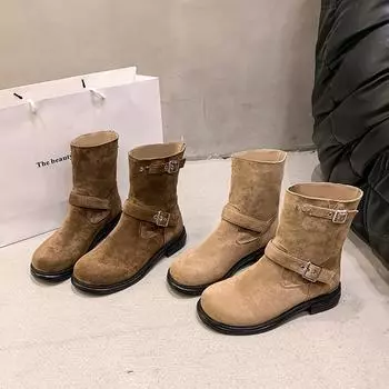 Обувь Женские кожаные сапоги Зимняя обувь Роскошные дизайнерские ковбойские сапоги до середины икры Средние женские осенние резиновые 35