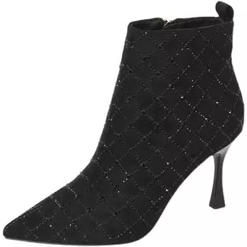 Обувь Женские осенние сапоги на каблуке Ботинки класса люкс женские стриптизерши каблуки винтажные сексуальные стразовые ботильоны 35