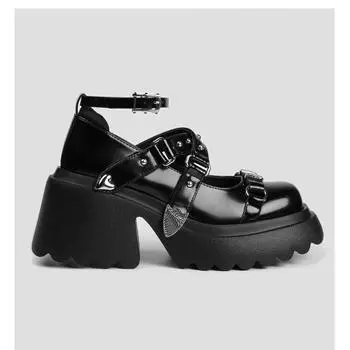 Обувь Женские популярные французские туфли Мэри Джейн Женские туфли на высоком каблуке Туфли на платформе с увеличенным размером Юбка в комплекте с обувью 34