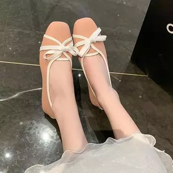 Обувь Женские туфли на плоской подошве с бантом, увеличивающие рост, сабо на платформе, платье, новые летние туфли-бабочки, увеличенный внутренний размер 35 чёрный