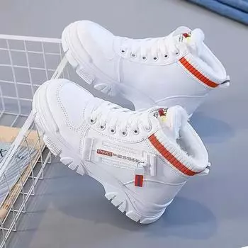 Обувь Женские высокие хлопковые туфли Женские зимние короткие ботинки martin Бархатная утолщенная женская обувь Нескользящие теплые зимние ботинки Кроссовки для девочек 35 чёрный