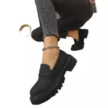 Обувь Женский бренд Большие размеры Лоферы Женские туфли на высоком каблуке Платформа Офисные туфли-лодочки Женские туфли с круглым носком и средним каблуком для женщин 35