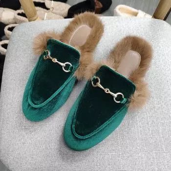 Обувь зимняя теплая меховая женская Мокасины из искусственной кожи Туфли-лодочки Туфли принцессы Балетки 44