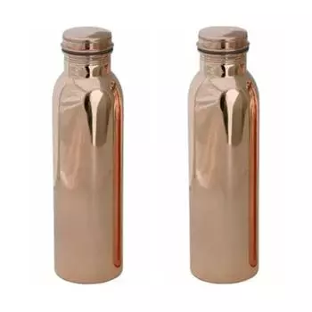 Обычная бутылка для воды Tanirika из чистой меди — 1 литр, Shudh Tamba, превосходное экспортное качество // Упаковка из 2 штук.