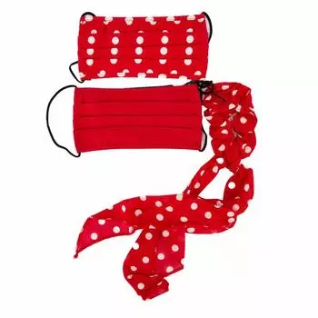 Обычная и утяжеленная маска из 100% хлопка + утяжеленная резинка для волос Женщина ШТУК Taille unique красный