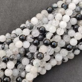 Обычные круглые натуральные бусины из черного рутила, простые бусины из черного рутила, гладкие бусины из черного рутила, размер 6 мм, 8 мм, 10 мм, бусины длиной 14–15 дюймов. 6 MM 1 Strand Beads