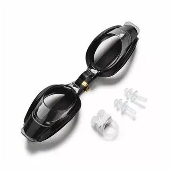 Обычные плавательные очки для взрослых, летние очки для дайвинга, пластиковые резиновые очки и беруши чёрный