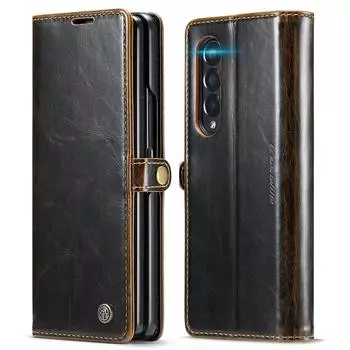 Обычный кожаный чехол-кошелек для мобильного телефона Samsung Galaxy Z Fold 4 5g Fold4 Fold3 Fold 3 Zfold4, чехол с карманом для карт for Samsung z fold 3 коричневый