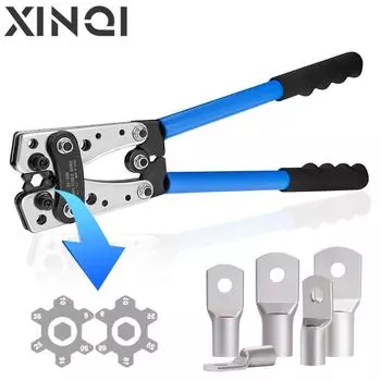 Обжимные клещи 6-50 мм/AWG 10-0, щипцы для трубных наконечников, шестигранный обжимной инструмент, многофункциональный инструмент, аккумуляторный кабельный наконечник, ручные инструменты для кабеля, HX-50B