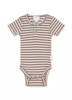 OC Short Sleeve Bodysuit Narrow Stripe JBCO251232 Baby LBRW 50 [Jamie Kay] Tweed/Cloud