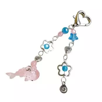 Ocean Animal Keyring Whale Pendant Beaded Keychain Colorful Phone Lanyard Versatile Bag Charm Accessories for Women розовый