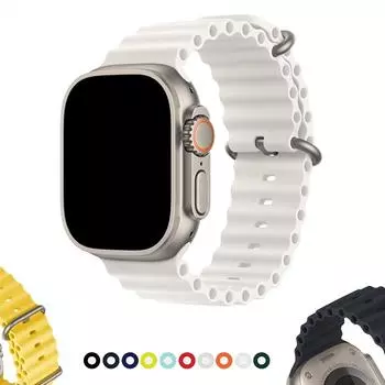 Ocean Band для Apple Watch Ultra series 8 7 6 SE 5 4 3 2 1 силиконовый ремешок для спортивного эластичного браслета iWatch Ultra 49 мм, 45 мм, 44 мм, 40 мм, 41 мм, 42 мм, 38 мм 38 40 41mm