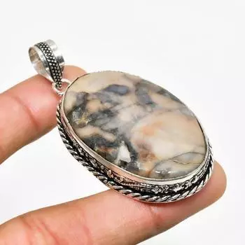 Ювелирный кулон ручной работы с агатом и океанским дымом, посеребренный 925 пробы, 2,46 дюйма 2.46 чёрный