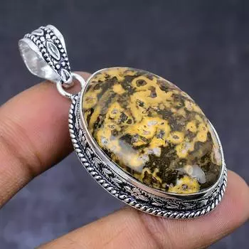 Ocean Jasper Gemstone 925 Steling Silver Jewelry Pendant 2.17 Q6A73