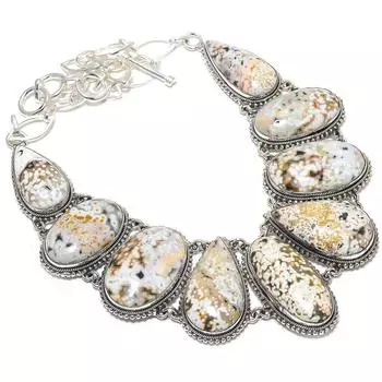 Ocean Jasper Gemstone Handmade 925 Silver Jewelry Necklace 18 JCN370-88