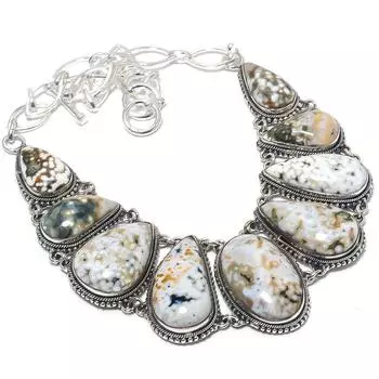 Ocean Jasper Gemstone Handmade 925 Silver Jewelry Necklace 18 JCN484-249