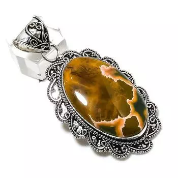 Ocean Jasper Gemstone Handmade 925 Sterling Silver Jewelry Pendant 2.56 R4W83