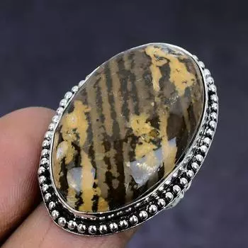 Ocean Jasper Gemstone handmade 925 Sterling Silver gift Jewelry Ring Size 7 L8s06