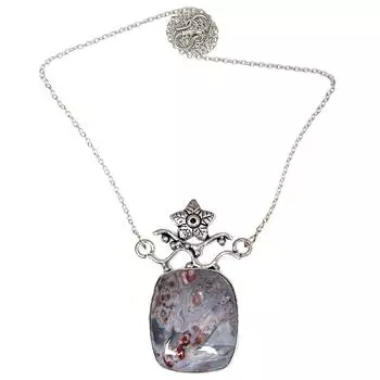 Ocean Jasper Gemstone Mother s Day Handmade Silver Jewelry Necklace 20 in