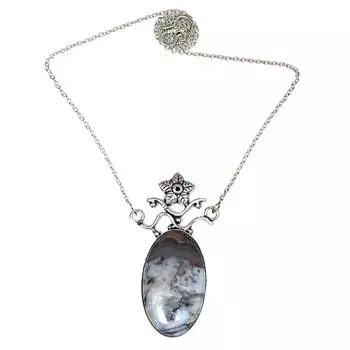 Ocean Jasper Gemstone Mother s Day Handmade Silver Jewelry Necklace 20 in