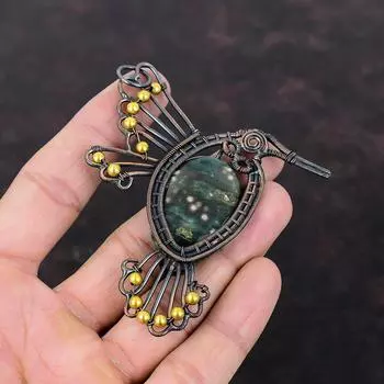 Ocean Jasper Pendant Copper Wire Wrapped Pendant Ocean Jasper Jewelry Handmade Gemstone Pendant Gift For Mother Copper Jewelry Bird Pendant