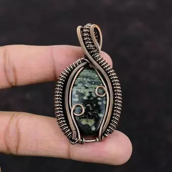 Ocean Jasper Pendant Copper Wire Wrapped Pendant Gemstone Pendant Copper Jewelry Handmade Stylish Pendant Wire Wrapped Jewelry Gift For Mom