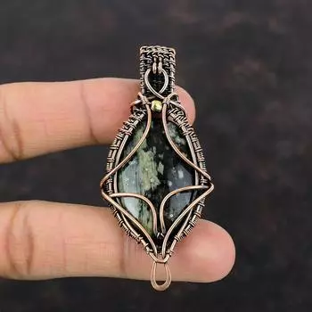 Ocean Jasper Pendant Copper Wire Wrapped Pendant Gemstone Pendant Copper Jewelry Handmade Pendant Wire Wrapped Ocean Jasper Jewelry For Gift
