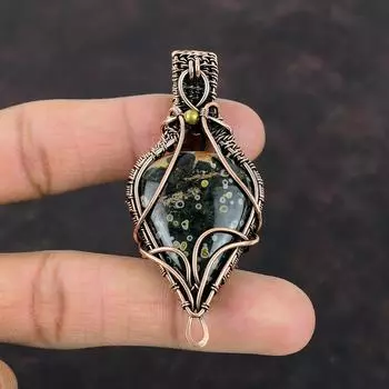 Ocean Jasper Pendant Copper Wire Wrapped Pendant Gemstone Pendant Copper Jewelry Handmade Antique Pendant Wire Wrapped Jewelry Gift For Mom