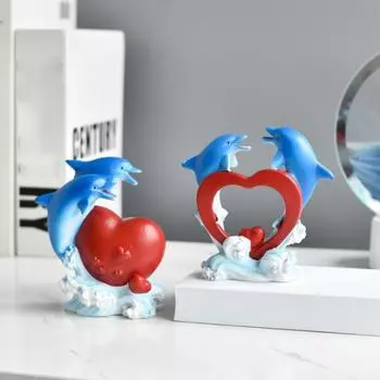 Ocean Style Dolphin Statue Resin Craft Sea Animal Sculpture Funny Dolphin Figurine Cabinet Style 2