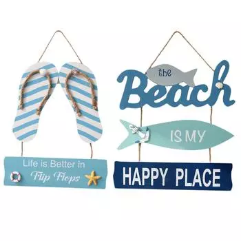 Ocean Style Welcome Sign Porch Decor Restaurant Entryway Decorative Shop Beach House Hanging Door Sign Wall Art Sign Ornament