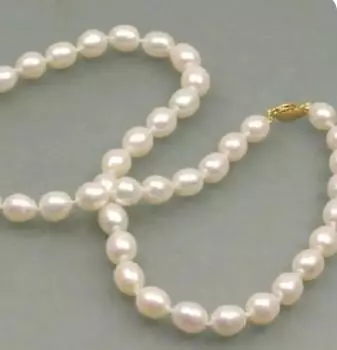ОЧАРОВАТЕЛЬНОЕ ОЖЕРЕЛЬЕ ИЗ НАТУРАЛЬНОГО БЕЛОГО ЖЕМЧУГА АКОЯ 9–10 мм 18 ДЮЙМОВ