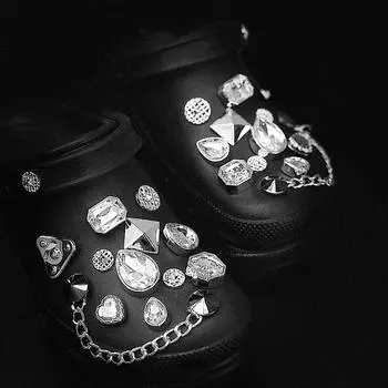 Очарование для обуви, булавки «сделай сам», украшение в виде цепочки с кристаллами и бриллиантами, пряжка для обуви с отверстиями, набор подвесок, аксессуары для детей, подарок для мальчиков и девочек