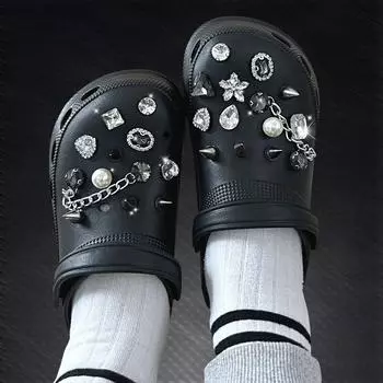 Очарование для обуви, булавки «сделай сам», жемчужная заклепка, бриллиантовая цепочка, украшение, пряжка для обуви с отверстиями, набор подвесок, аксессуары, подарок для детей для мальчиков и девочек