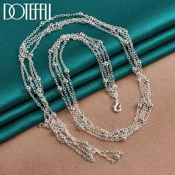 Очарование из бисера Ожерелье из стерлингового серебра 925 пробы Подарочные вечерние модные украшения 45cm