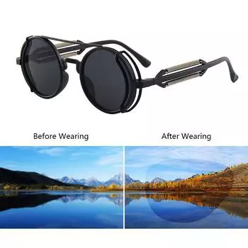 Очарование Популярный Ретро Готический Стиль Мужчины Женщины Круглый Унисекс Панк UV400 Высококачественные Солнцезащитные Очки Горячая Распродажа Стимпанк Очки