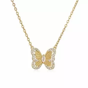 Очарование Роскошные бабочки Подвеска Цепи Ожерелья для Женщин Девочек Позолоченные Медные Цирконовые Украшения Модные Подарки Для Вечеринок