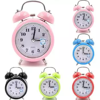 Очарованный портативный модный классический бесшумный двойной колокольчик-будильник с кварцевым механизмом прикроватный ночник One Size розовый