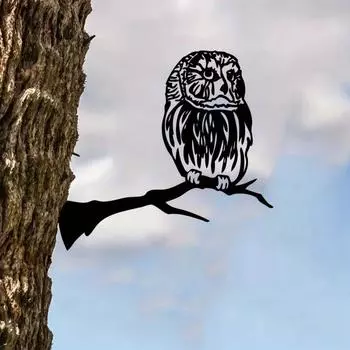 Очаровательная 1шт. Металлическая табличка в виде совы - деревенский наружный орнамент. Великолепный подарок на новоселье для украшения дома и сада. бежевый