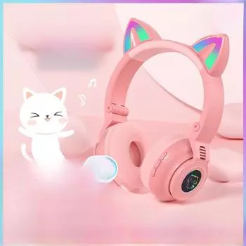 «Очаровательная Bluetooth-гарнитура с кошачьими ушками»: Беспроводные, совместимые с Android и Apple, идеально подходят для спорта и игр». STN26 чёрный