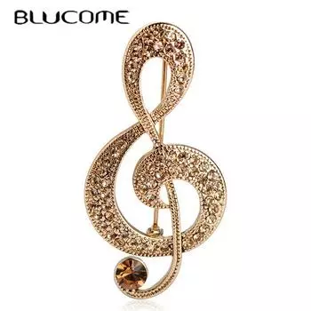 Очаровательная большая ретро-музыкальная нота, винтажные ювелирные изделия, антисеребряная брошь с кристаллами, античная брошь с изображением Лилии, Coroa, женская булавка, блузка CC золотой
