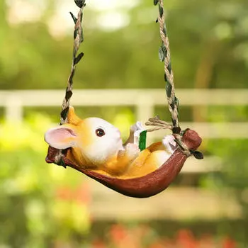 Очаровательная фигурка кролика для домашнего декора - скульптура кролика из смолы Swing Bunny