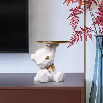 Очаровательная фигурка медведя, держатель ключей, лоток для организации дома и офиса белый
