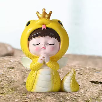 Очаровательная фигурка змеи из смолы для домашнего декора жёлтый